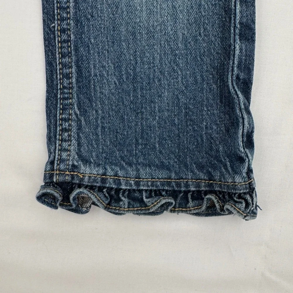 The Childrens Place Girls 3T Ruffle Flare Stretch Jeans Adjustable Medium Wash